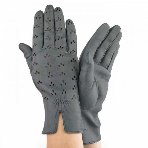 

Женские перчатки кожаные GlovesUA мод.248 светло-серые 7