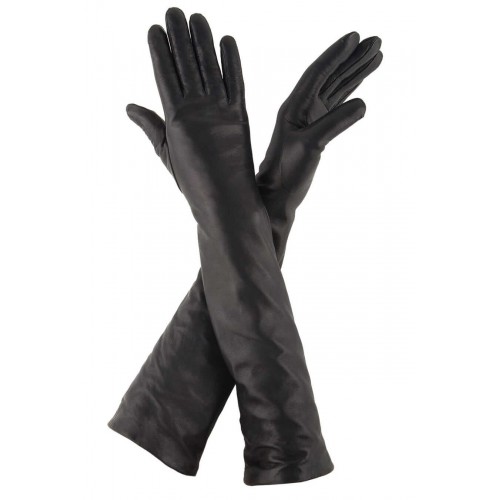 

Женские длинные перчатки кожаные GlovesUA мод.052-48 черные 7
