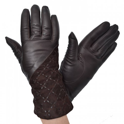 

Женские перчатки комбинированные GlovesUA мод.192 укр шоколад 6