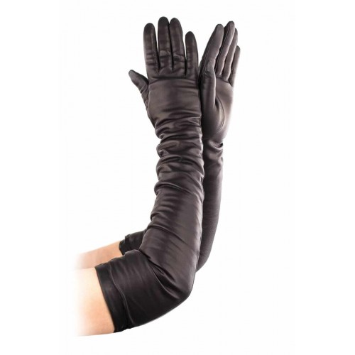 

Женские длинные перчатки кожаные GlovesUA мод.052-60 черные 8,5