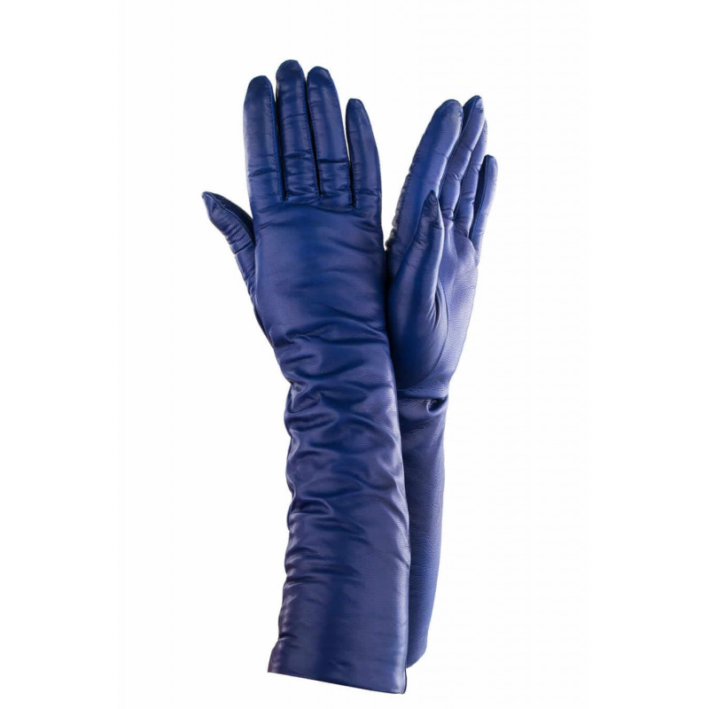

Женские длинные элегантные кожаные перчатки GlovesUA мод.052-40 8,5 синие