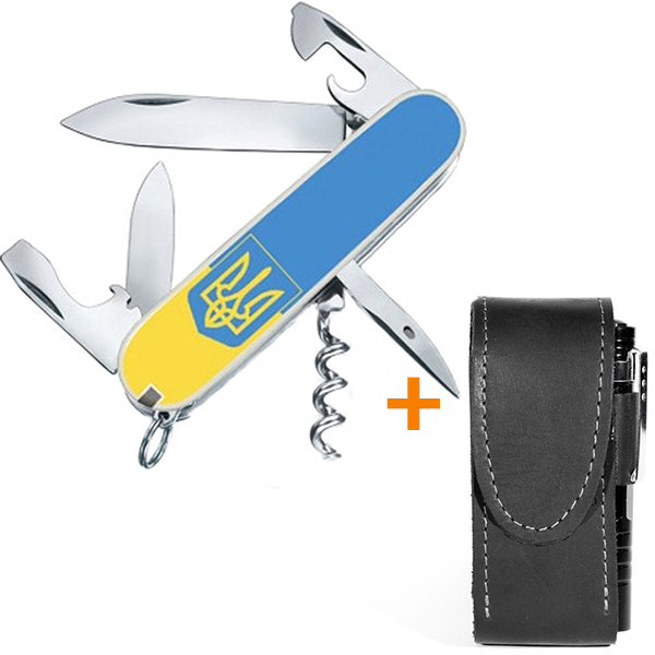 

Комплект Нож Victorinox Spartan Ukraine 1.3603.7R3 + Чехол с фонариком Police