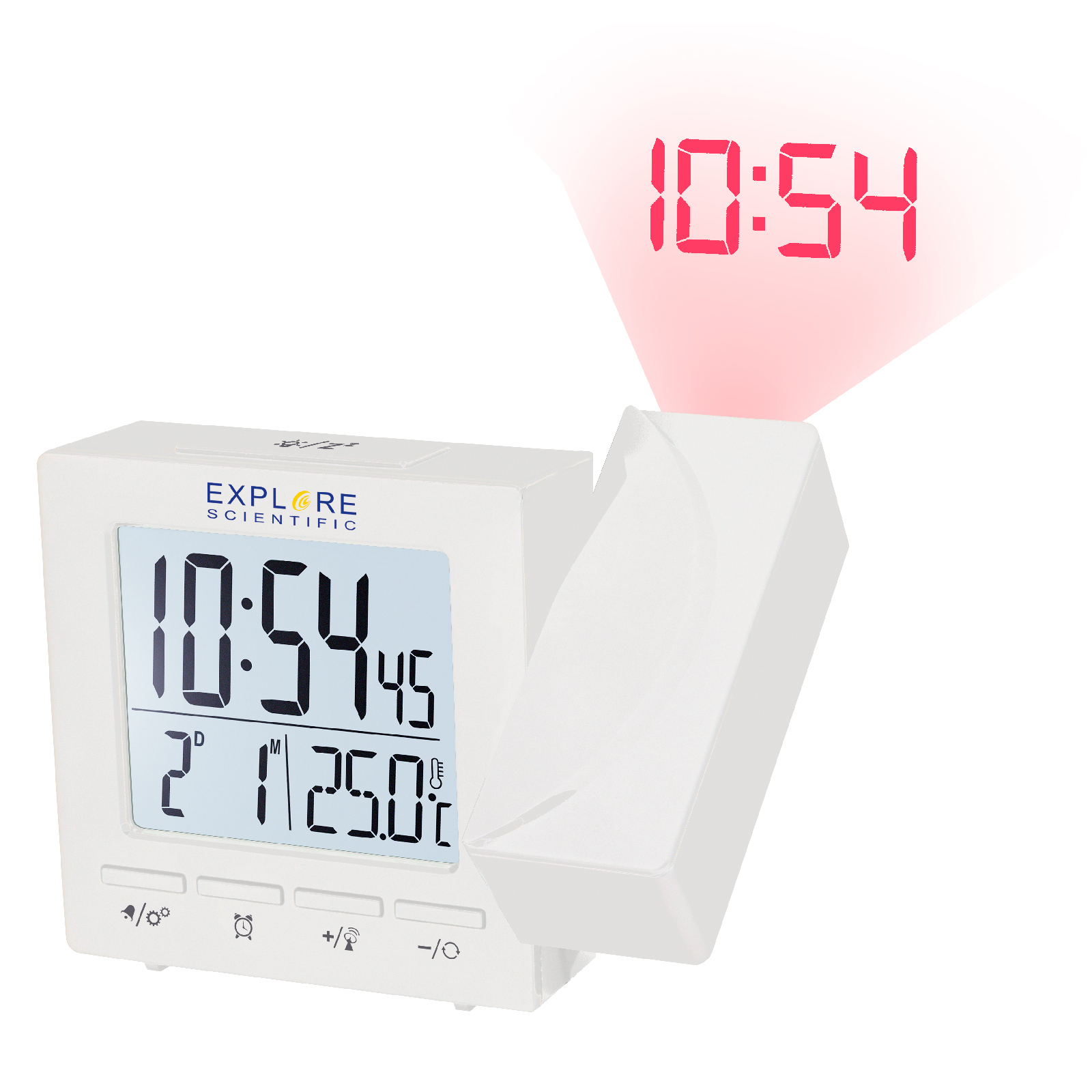 

Часы проекционные Explore Scientific Projection RC Alarm White