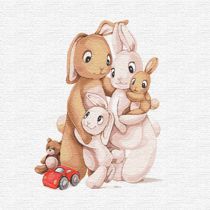 

Картина по номерам. "Маленькая семья кроликов" 30*30см KHO2361