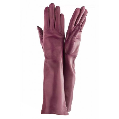 

Женские длинные перчатки кожа Италия GlovesUA мод.052-40 слива 8