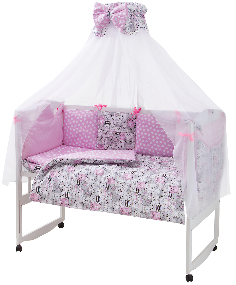 

Детская постель Babyroom Classic Bortiki-01 (8 элементов) розовый (коты)