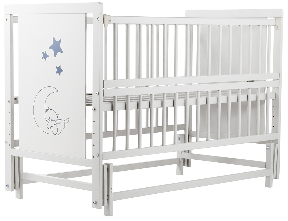 

Кровать Babyroom Медвежонок M-02 маятник, откидной бок бук белый