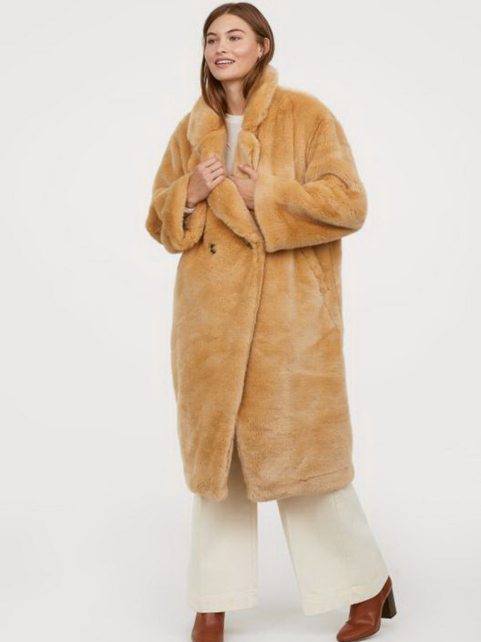

Шуба H&M 0668004-8 XS Бежевая
