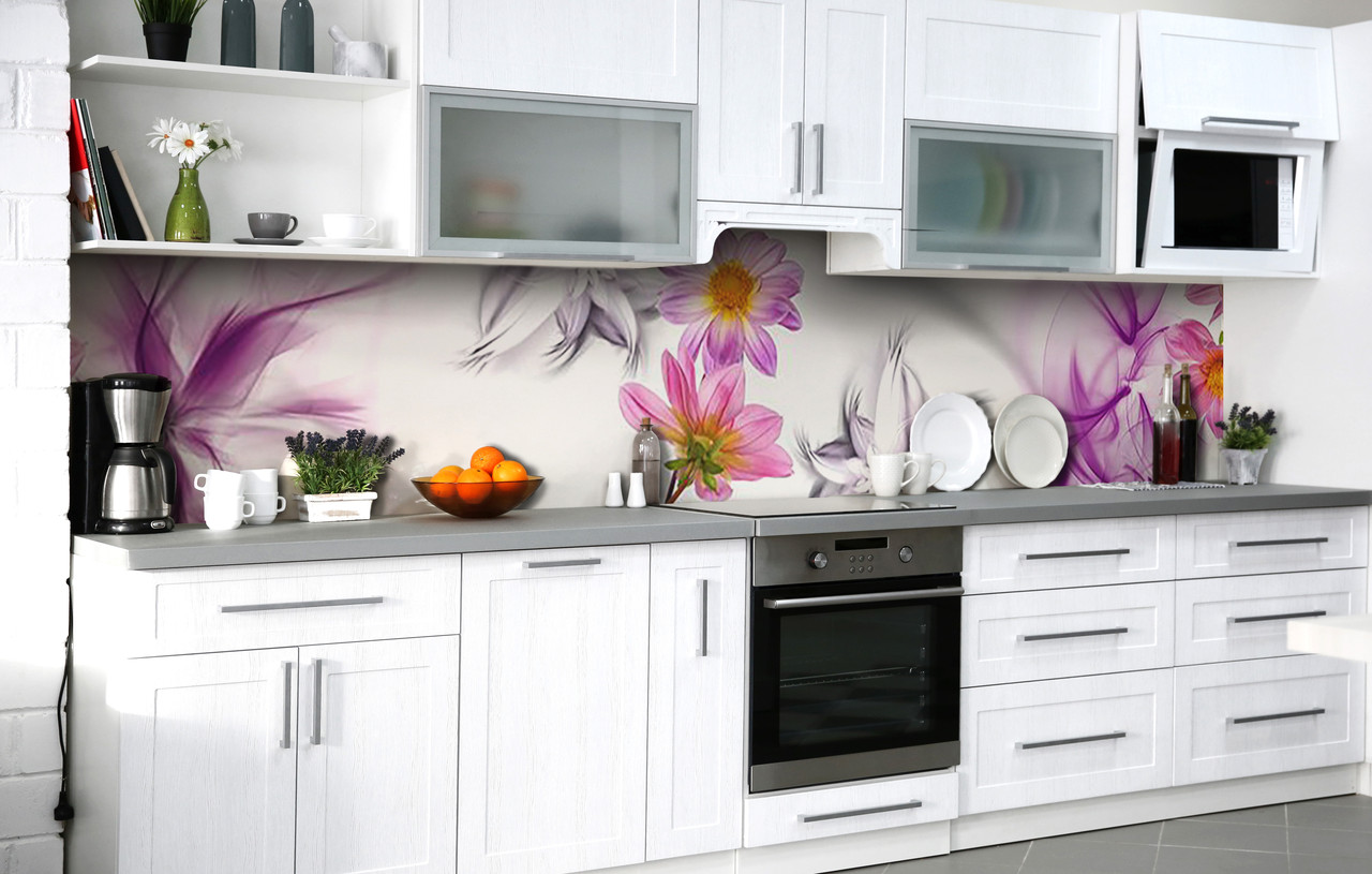 

Скинали на кухню Zatarga «Лиловое дыхание» 600х2500 мм виниловая 3Д наклейка кухонный фартук самоклеящаяся