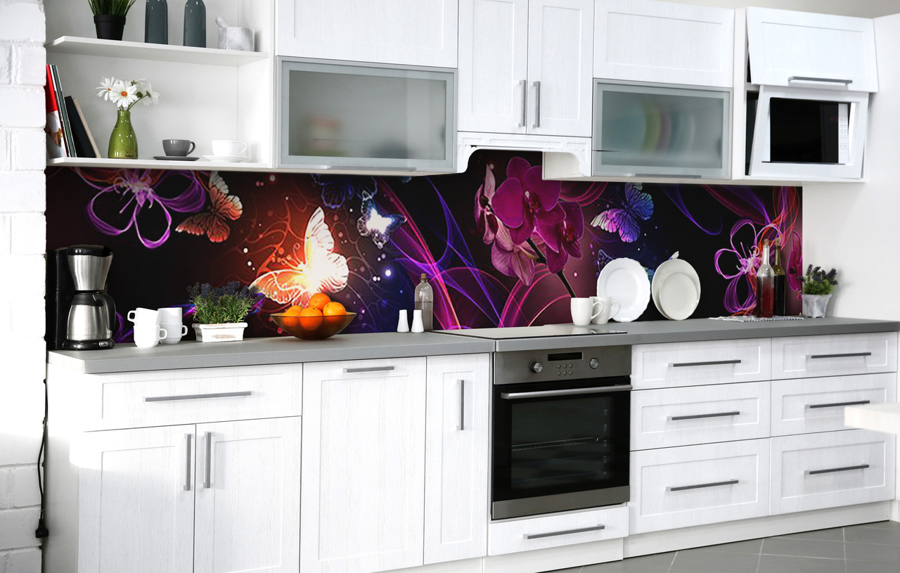 

Скинали на кухню Zatarga «Неоновое свечение» 600х3000 мм виниловая 3Д наклейка кухонный фартук самоклеящаяся