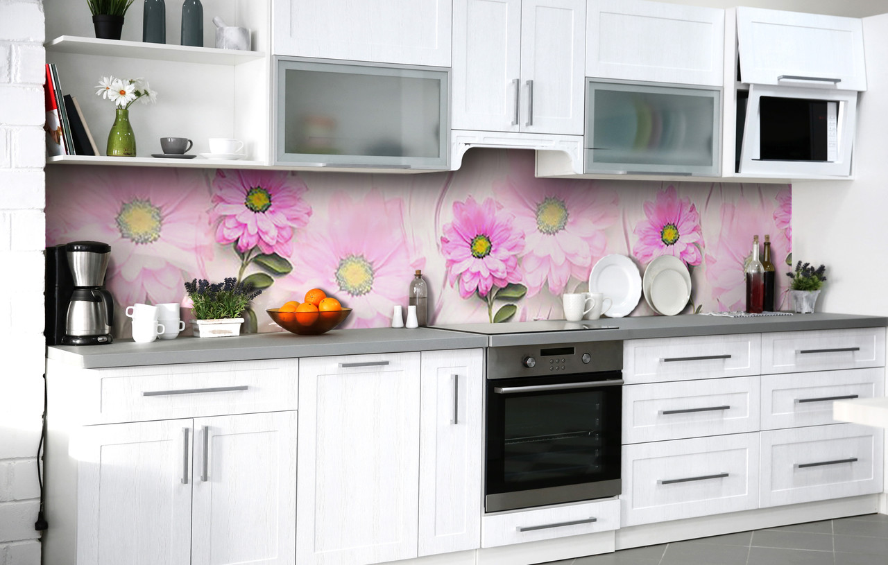 

Скинали на кухню Zatarga «Цветы под водой» 600х2500 мм виниловая 3Д наклейка кухонный фартук самоклеящаяся