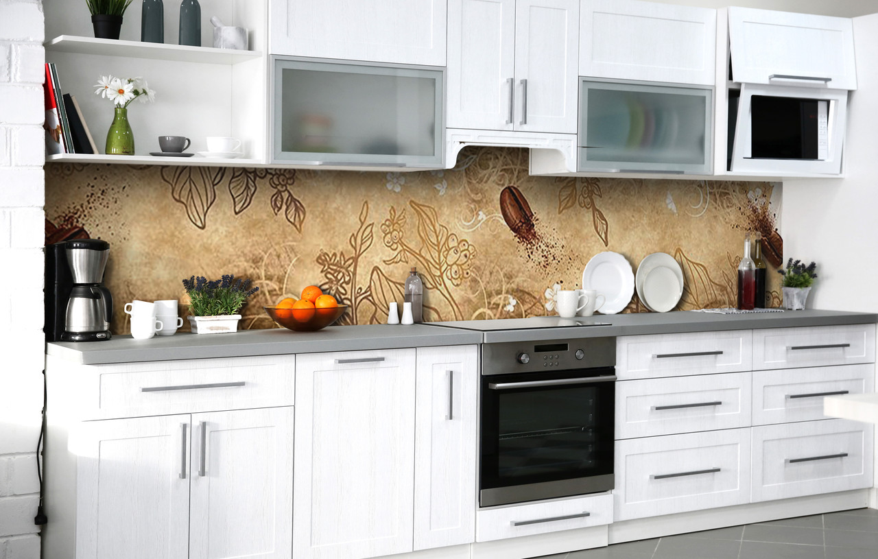 

Скинали на кухню Zatarga «Кофейное зерно» 650х2500 мм виниловая 3Д наклейка кухонный фартук самоклеящаяся