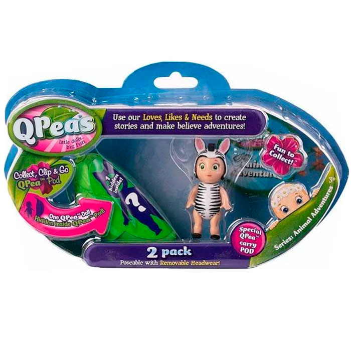 

Игровой набор Приключения животных 2 фигурки Zada и куколка-сюрприз в стручке QPeas 103161