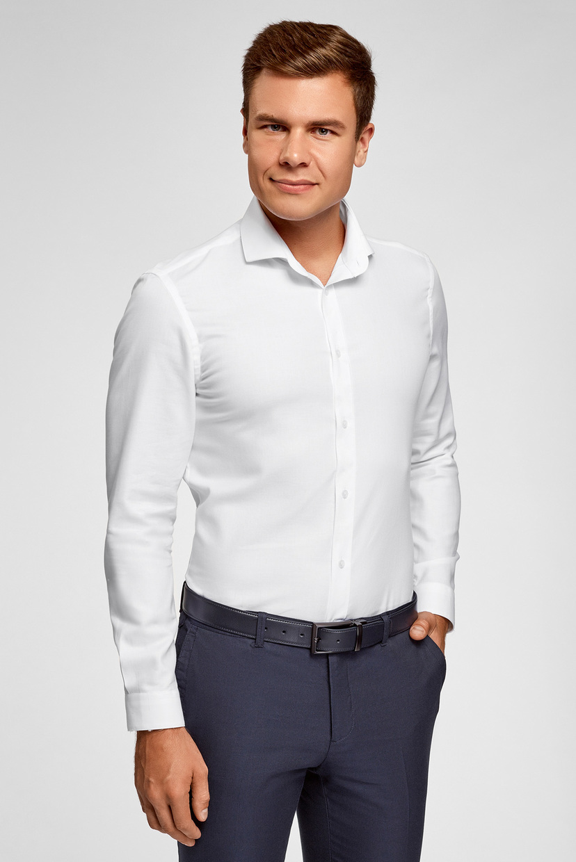 

Мужская белая рубашка Oodji  3B110035M/49279N/1010O, Мужская белая рубашка Oodji XL 3B110035M/49279N/1010O