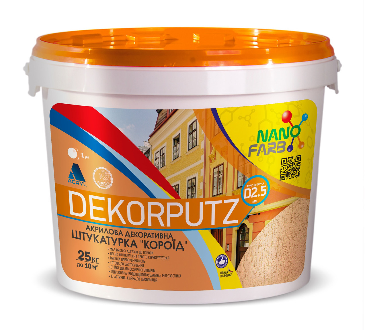 

Акриловая декоративная штукатурка Nanofarb Dekorputz "Короед" D 2.5 25 кг
