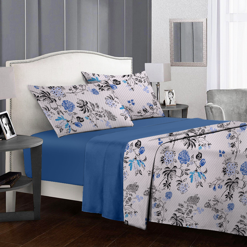 

Комплект постельного белья из сатина Time Textile Marseilles евро Синий, Серый TT165294-165319