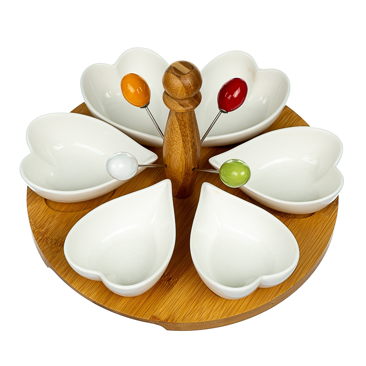 

Менажницы на бамбуковой подставке Set of hearts 24х24 см Lefard AL78435