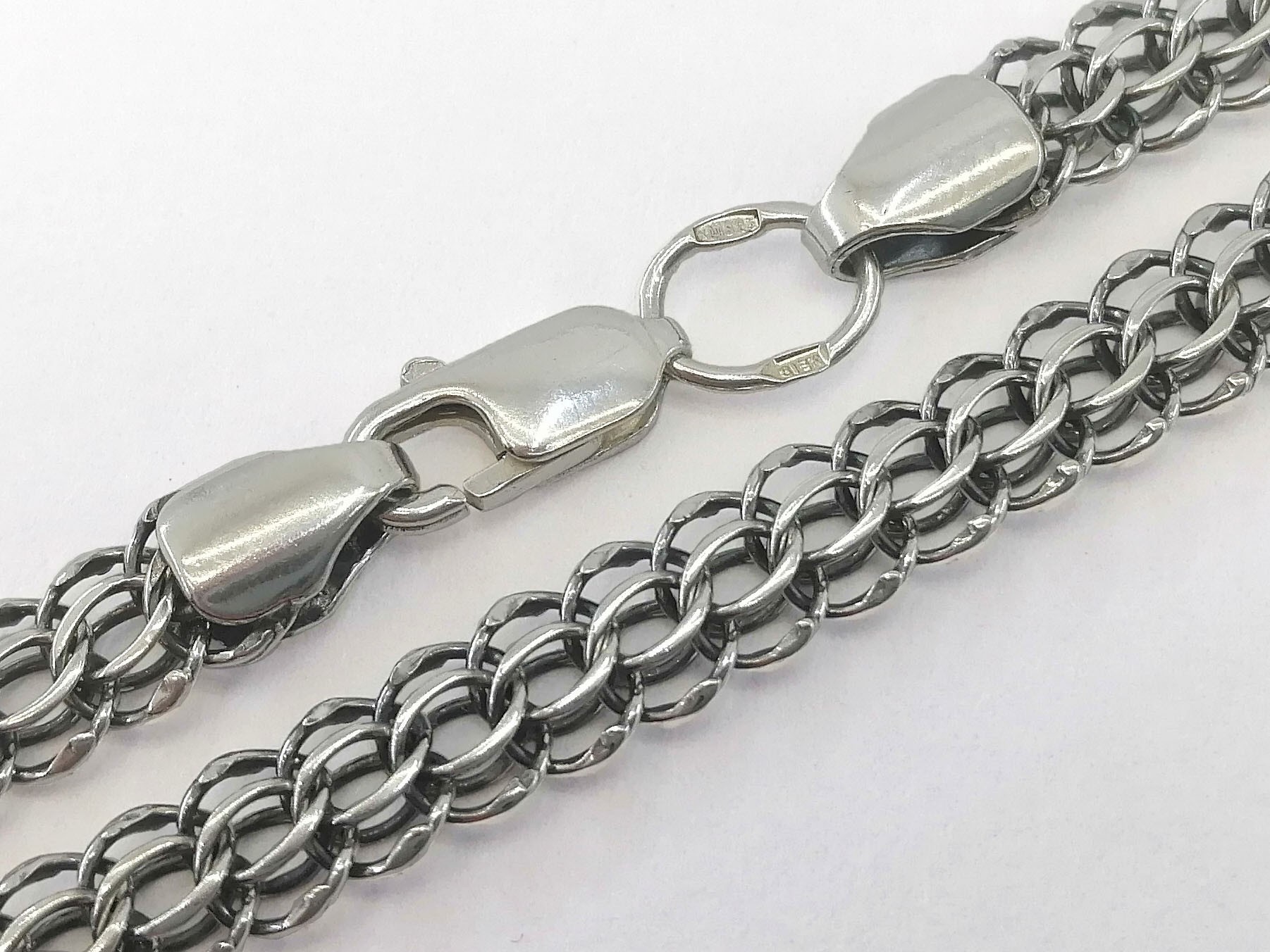 

Серебряная женская цепь Питон (Венеция) 65см /9мм чернёный