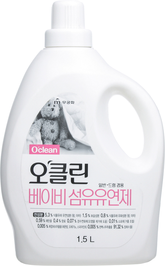 

Кондиционер смягчающий для детского белья Mukunghwa O’Clean Additive-Free Fabric Softener For Baby без вредных добавок 1.5 л