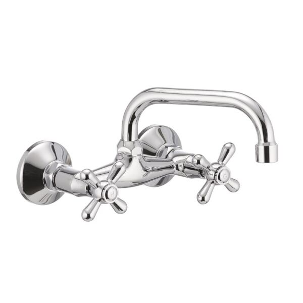 

Кран для кухни двухвентильный настенный CRON хром TEOREMA 361-G силумин CR0838