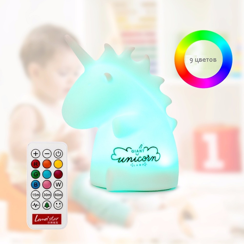 

Детский ночник 3DTOYSLAMP Unicorn 9 Цветов Пульт ДУ Таймер выключения