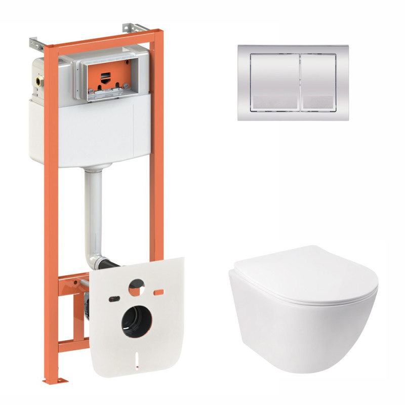 

Комплект Qtap инсталляция 3 в 1 Nest QT0133M425 с панелью смыва квадратной QT0111M06028CRM и унитаз с сиденьем Jay QT07335176W (SD00042999)