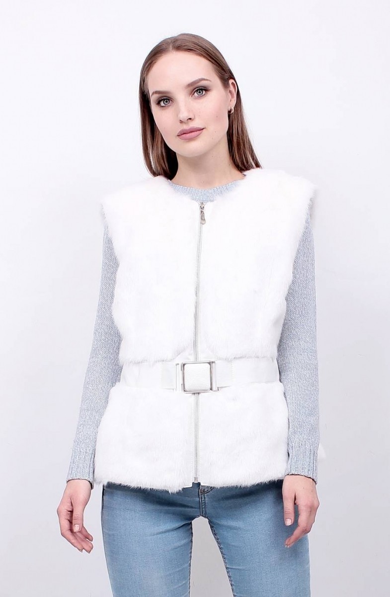 

Женский жилет из искусственного меха Пряжка Белая норка. № 10 Размер 50