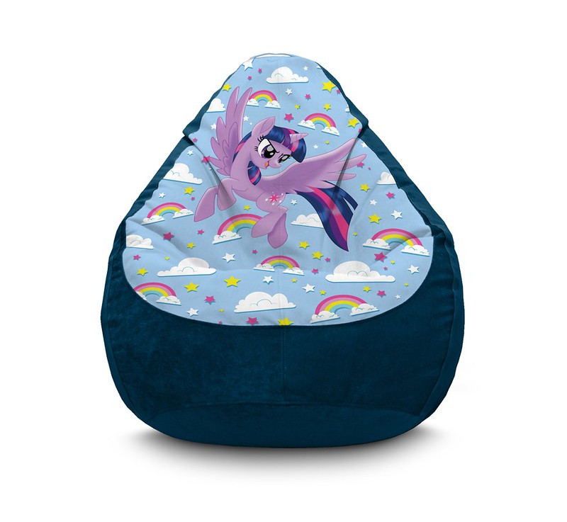 

Кресло мешок iPuff "My Little Pony. Twilight Sparkle and rainbow" Флок XXXL (100х135 см) Синий