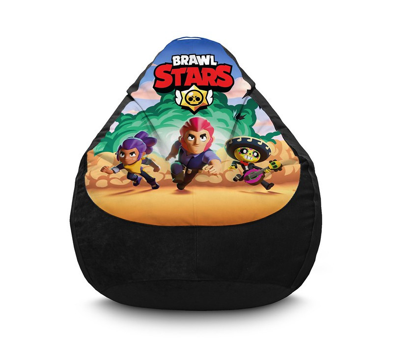 

Кресло мешок iPuff "Brawl Stars. Characters Black" Флок XL (80x110 см) Черный
