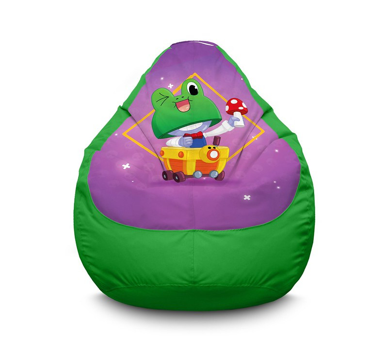 

Кресло мешок iPuff "Brawl Stars. Carl frog" Оксфорд XL (80x110 см) Зелёный