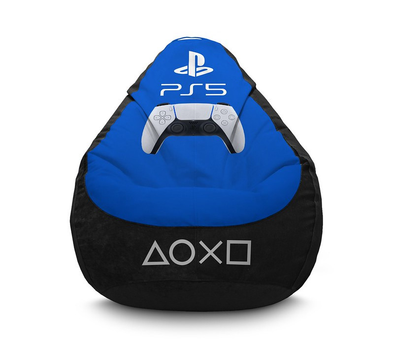 

Кресло мешок iPuff "PS 5. Blue" Флок XL (80x110 см) Черный