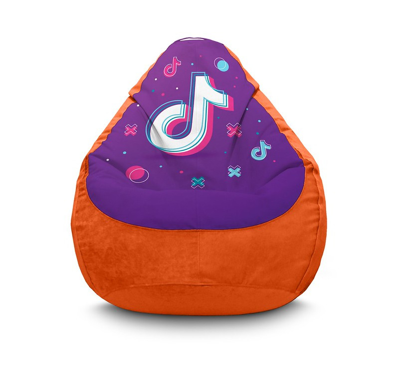 

Кресло мешок iPuff "Tik Tok. Big logo. Orange" Флок XXXL (100х135 см) Оранжевый