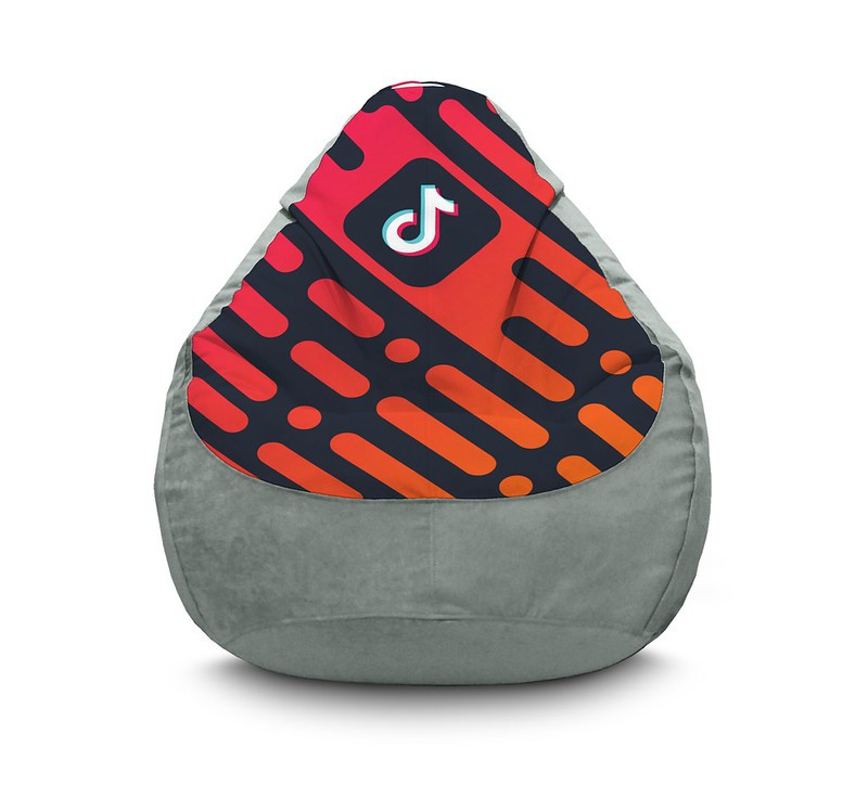 

Кресло мешок iPuff "Tik Tok. Diagonal background. Gray" Флок XXXL (100х135 см) Серый
