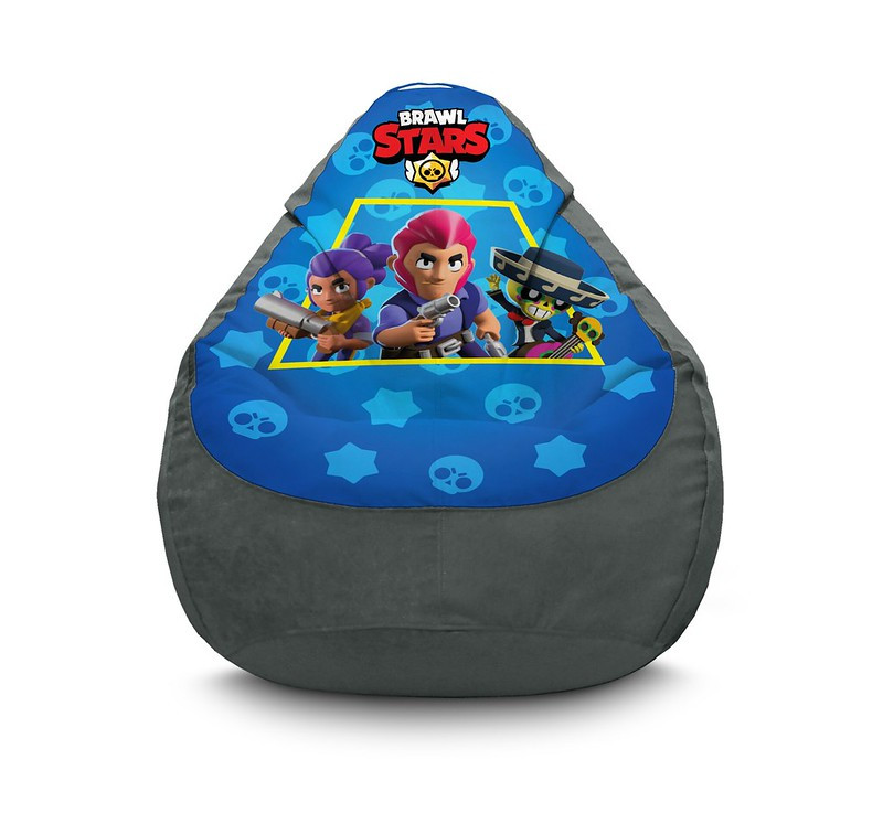 

Кресло мешок iPuff "Brawl Stars. Heroes Gray" Флок XL (80x110 см) Серый