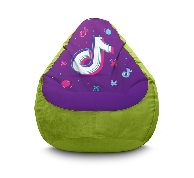

Кресло мешок iPuff "Tik Tok. Big logo. Green" Флок XXXL (100х135 см) Салатовый