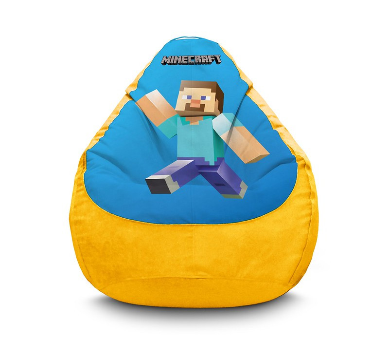 

Кресло мешок iPuff "Minecraft. Happy Steve Blue" Флок XXXL (100х135 см) Желтый
