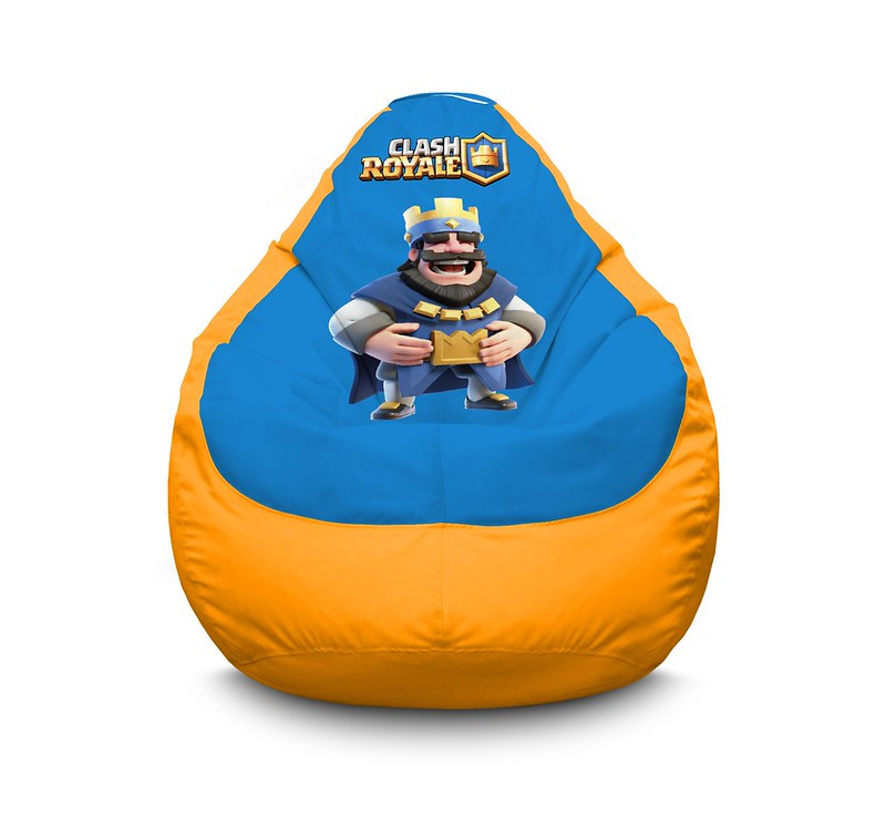 

Кресло мешок iPuff "Clash Royale. Happy king" Оксфорд XL (80x110 см) Желтый