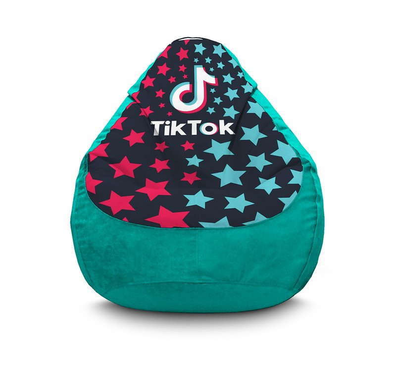

Кресло мешок iPuff "Tik Tok. Super star. Light blue" Флок XL (80x110 см) Бирюзовый
