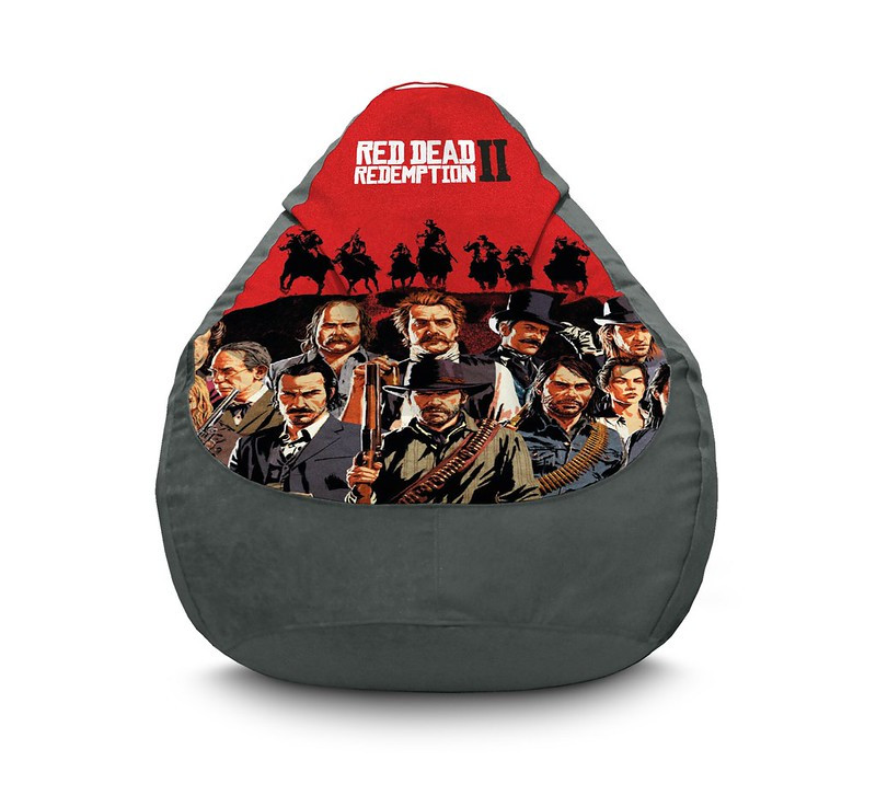 

Кресло мешок iPuff "RDR 2. Van der Linde gang and horses" Флок XXXL (100х135 см) Серый
