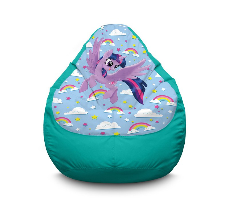 

Кресло мешок iPuff "My Little Pony. Twilight Sparkle and rainbow" Оксфорд L (70x100 см) Бирюзовый