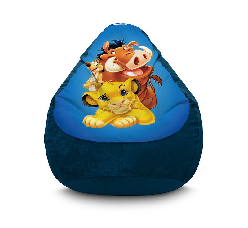 

Кресло мешок iPuff "Lion King. Simba. Timon and Pumbaa Blue" Флок XXL (90х125 см) Синий