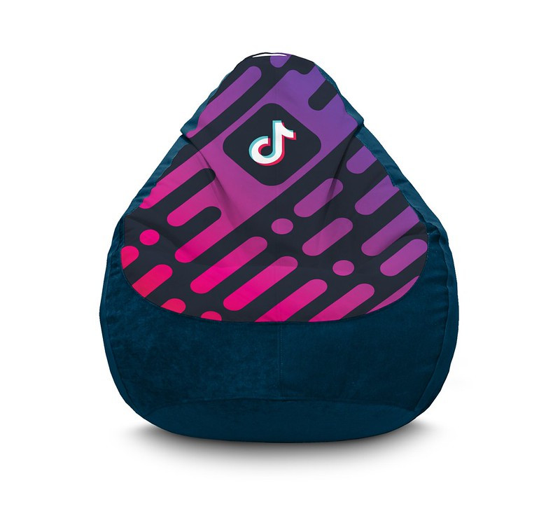 

Кресло мешок iPuff "Tik Tok. Diagonal background. Dark blue" Флок XXL (90х125 см) Синий