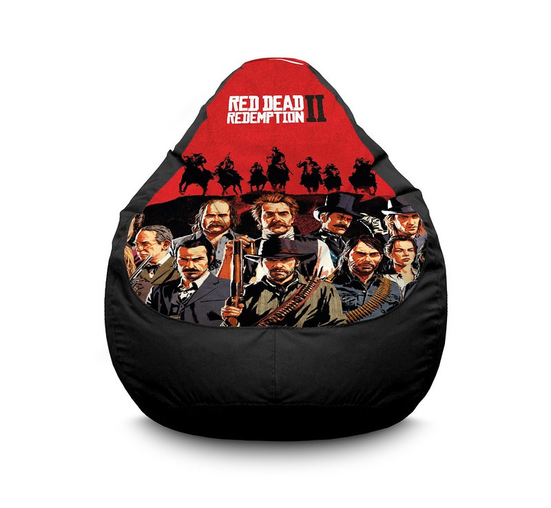 

Кресло мешок iPuff "RDR 2. Van der Linde gang and horsest" Оксфорд XXL (90х125 см) Черный