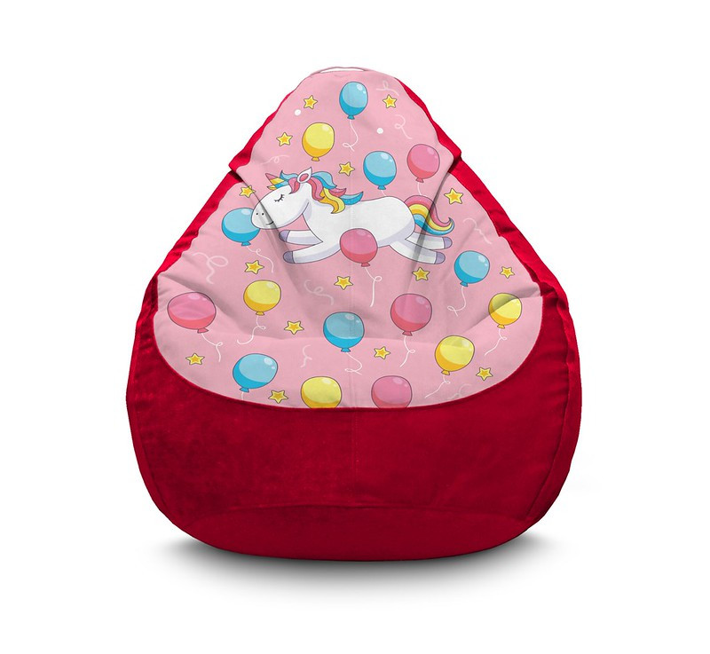 

Кресло мешок iPuff "Unicorn and balloon" Флок XXL (90х125 см) Бордовый