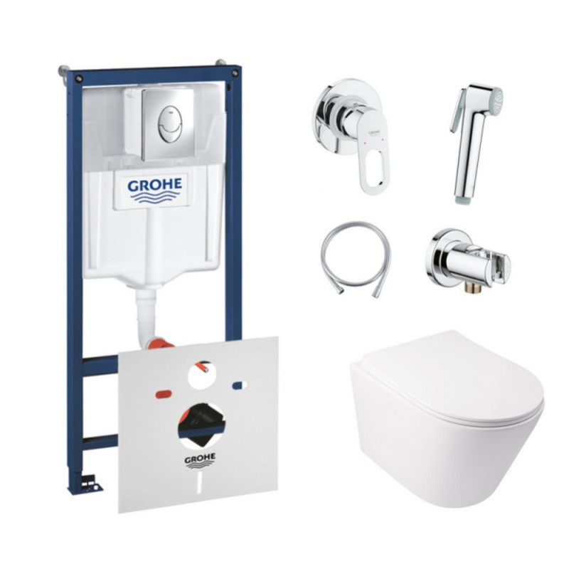

Комплект инсталляция Grohe Rapid SL 38721001 и унитаз с сиденьем Qtap Swan QT16335178W + набор для гигиенического душа со смесителем Grohe BauLoop 111042 (SD00038274)