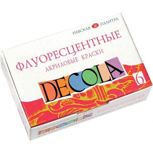 

Краски акриловые ЗХК Decola набор 6цв.x20мл флуоресцентный (350424)