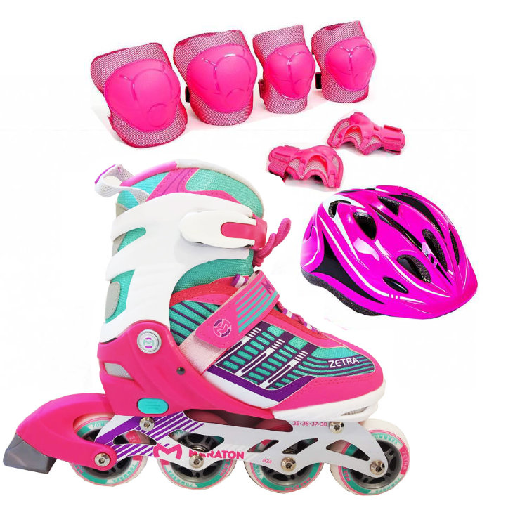 

Роликовые коньки Maraton Zetra Set 31-34 розовый с защитой