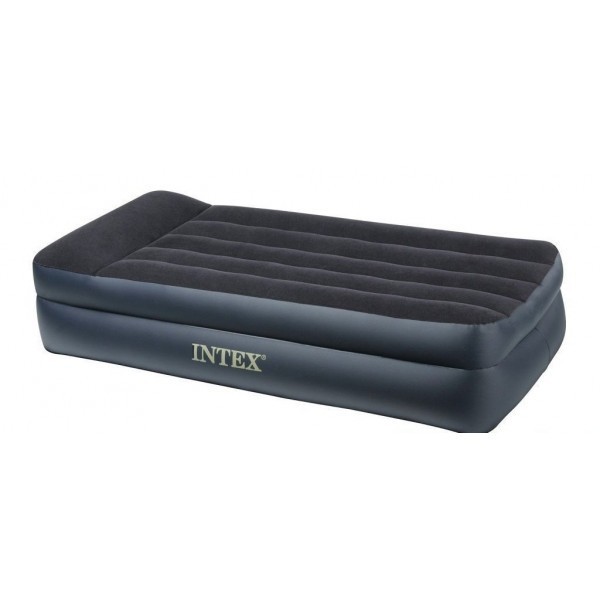 

Односпальная надувная кровать Intex 64122-3 Pillow Rest Raised Bed (99 x 191 x 42 см), черная, со встроенным электронасосом, подушкой и сумкой для хранения