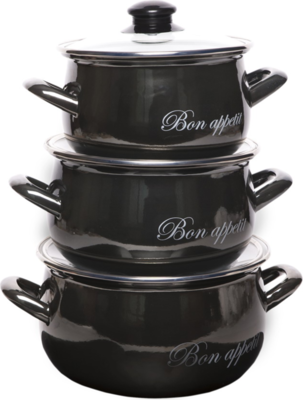 

Набор кастрюль эмалированных 3 шт Bon appetit Черный (2234-1C)