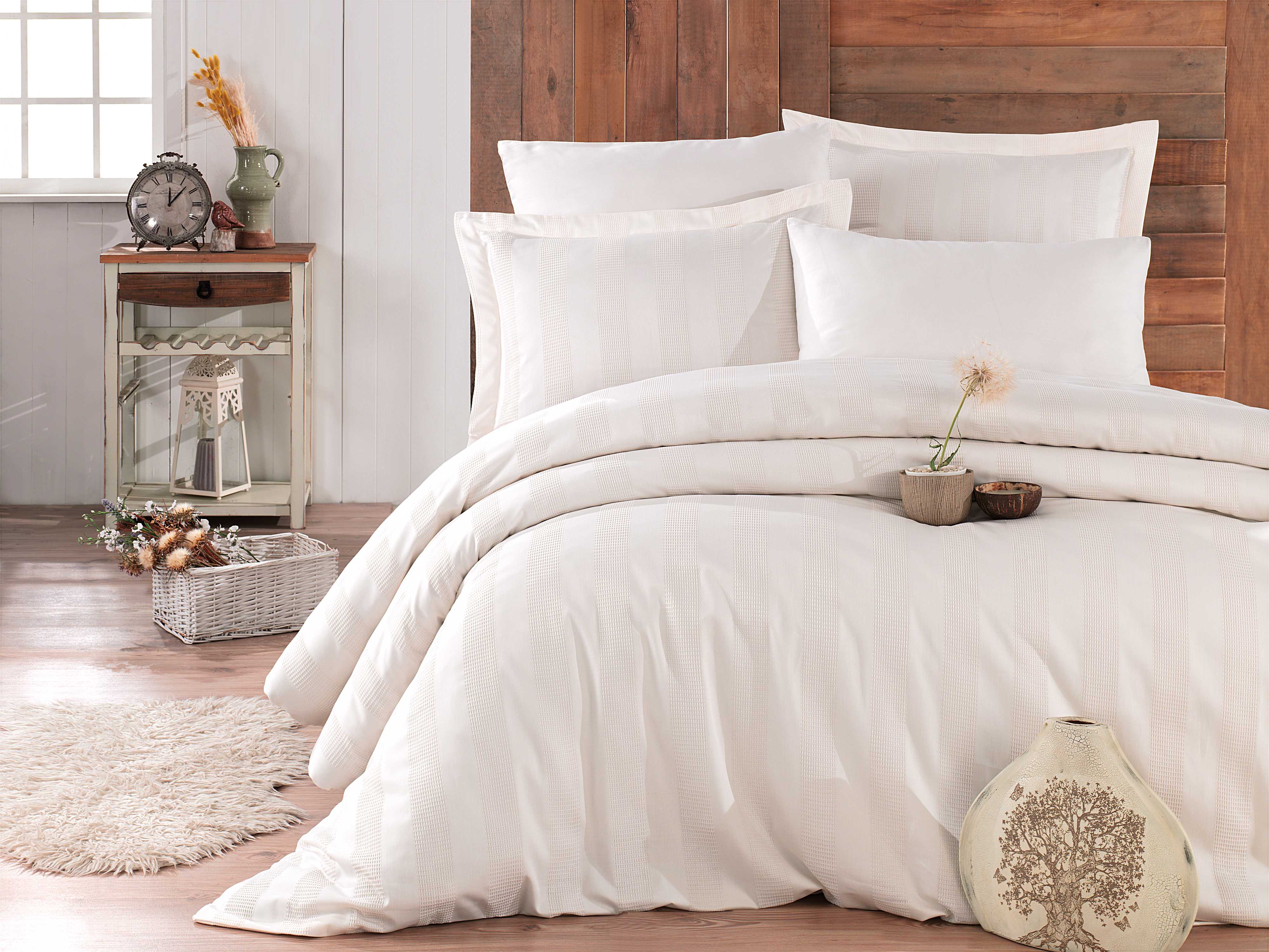 

Комплект постельного белья Hobby Exclusive Sateen Diamond Wafel 200х220 Krem